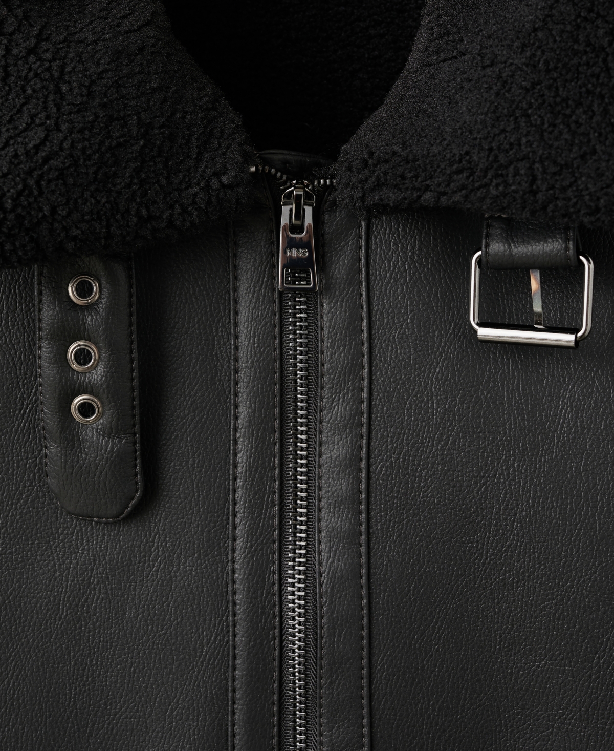 Mango Men's Faux-Leather Fleece Jacket