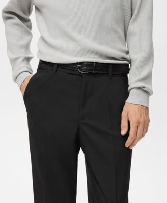 Men's Pleated Straight-Leg Suit Pants