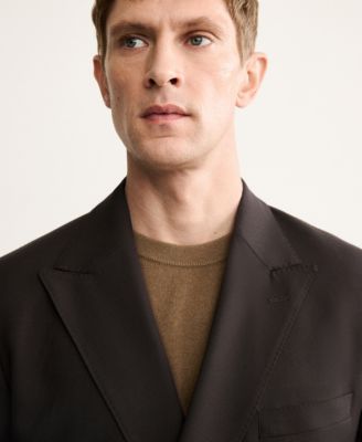 Men's Italian Wool Double-Breasted Suit Jacket