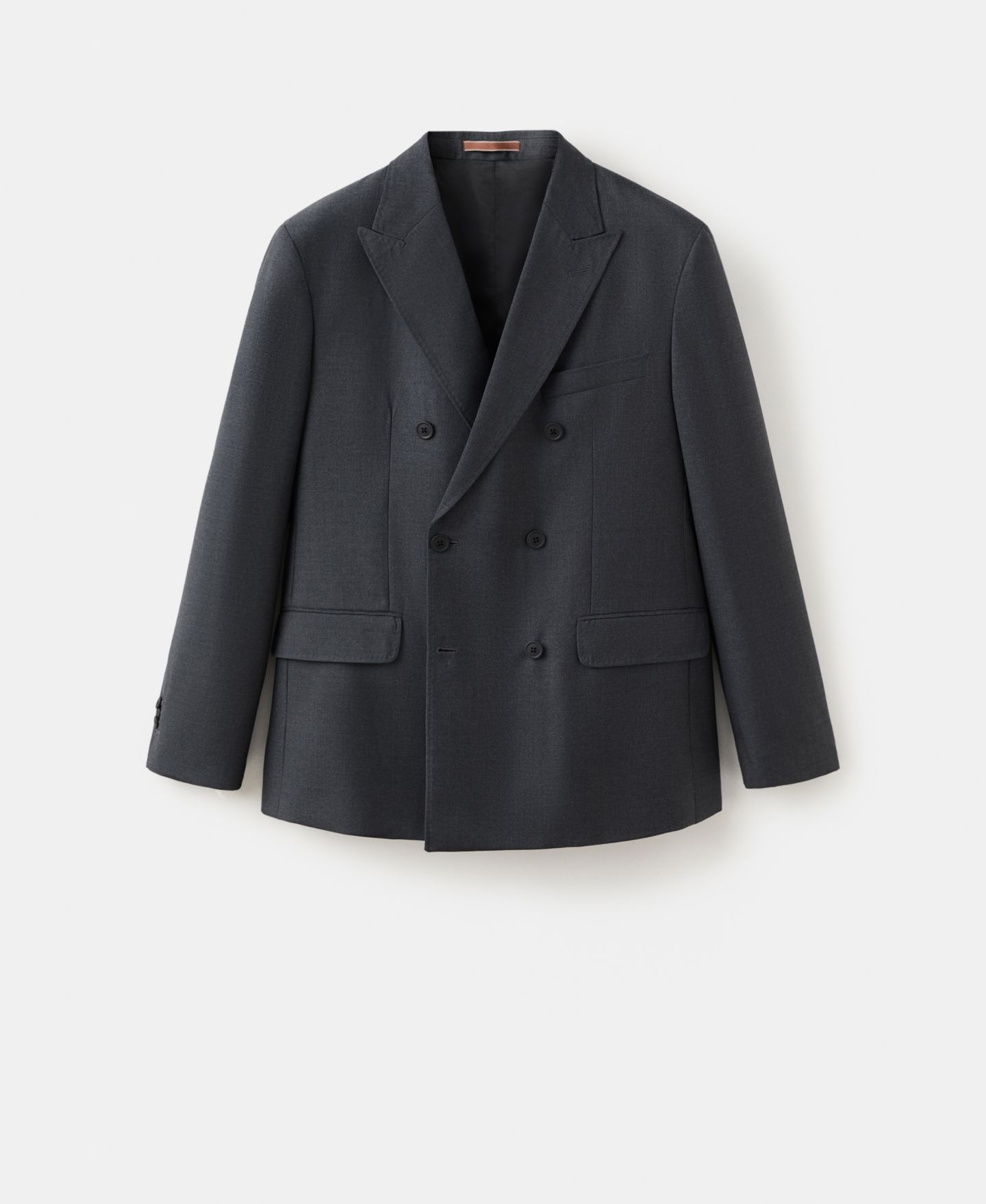 Мужская куртка MANGO Wool Flannel Double-Breasted, цвет: Тёмный меланжевый серый — фото 8