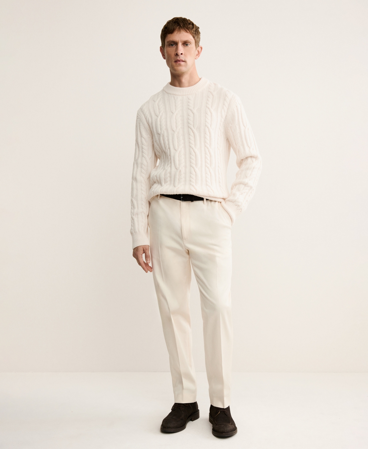Mango Men's Wool Braided Sweater