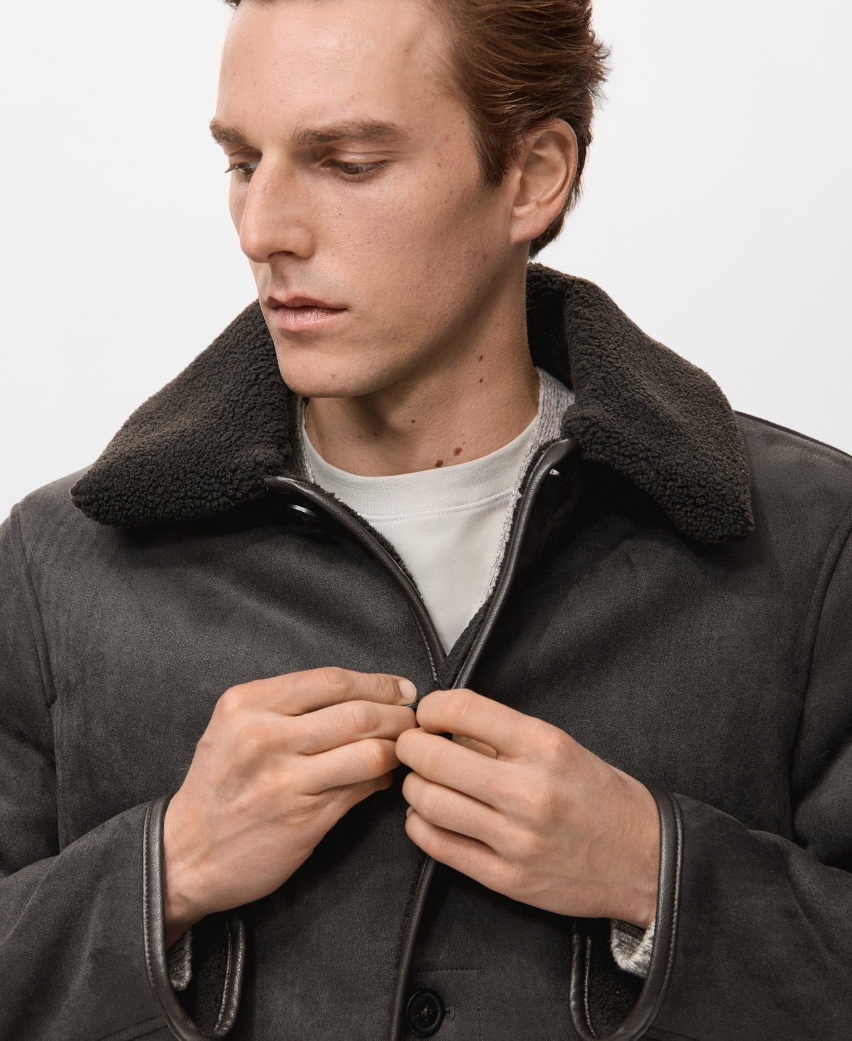 Mango Men's Faux-Shearling Suede Jacket