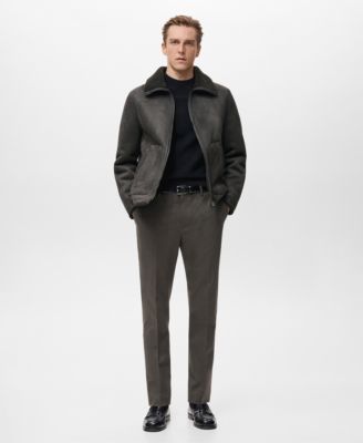 Men's Shearling-Lined Faux-Leather Jacket