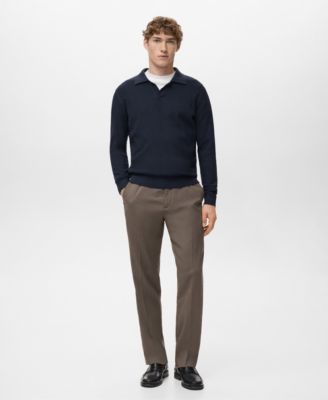 Men's Cotton-Blend Ribbed Polo Sweater