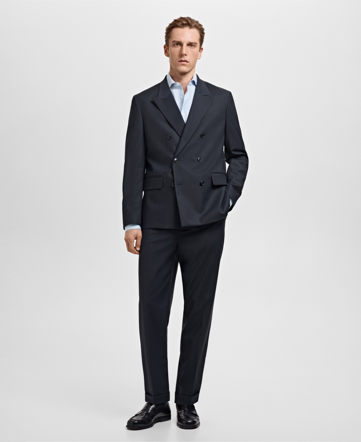 Mango Men's Striped-Print Slim-Fit Dress Shirt