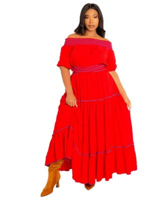 Plus Size Smocked Top and Skirt Two Piece Set