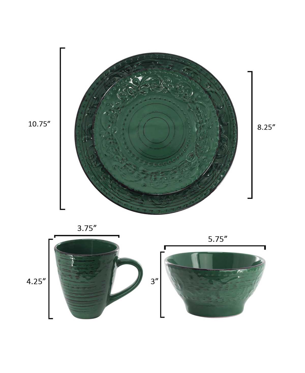 Elama Malibu 16-Pc. Dinnerware Set, Service For 4