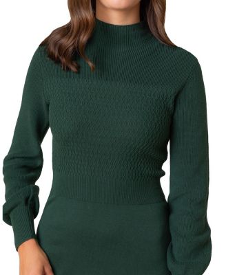 Women's Organic Mock Neck Bodice Stitch Sweater Dress