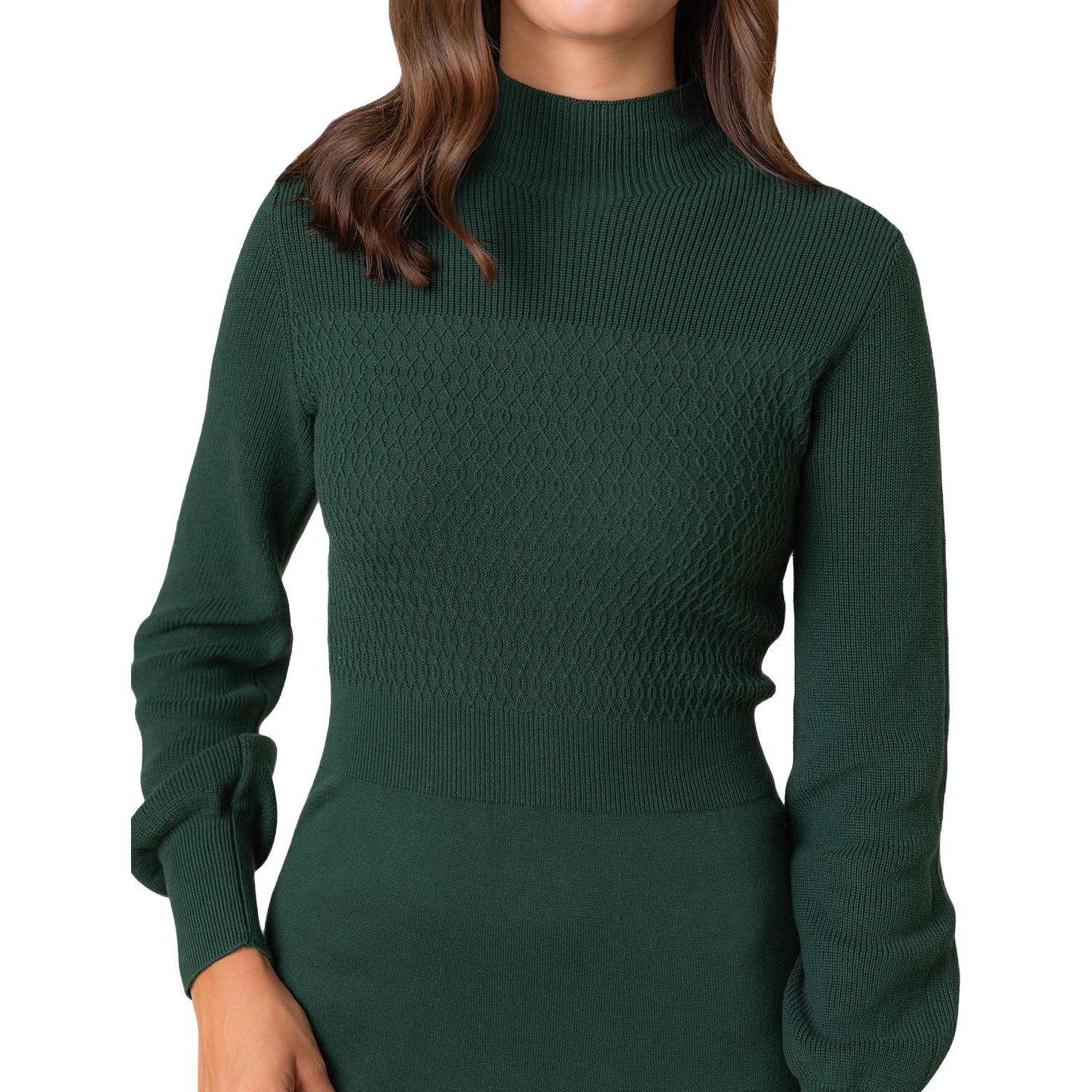 Women's Hope and Henry Organic Mock Neck Bodice Stitch Sweater Dress