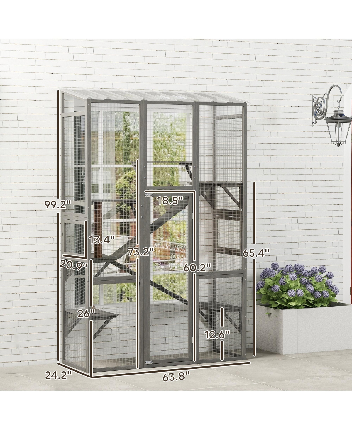 PawHut Outdoor Catio Cat Enclosure w/ 6 Jumping Platforms, Scratching Post