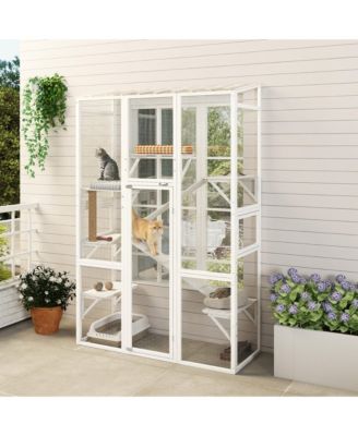 Outdoor Catio Cat Enclosure w/ Platforms, Scratching Post,