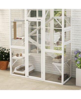 Outdoor Catio Cat Enclosure w/ Platforms, Scratching Post,