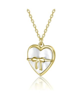 Dainty 14K Gold Plated Whimsical Heart Bow Charm Pendant Necklace
