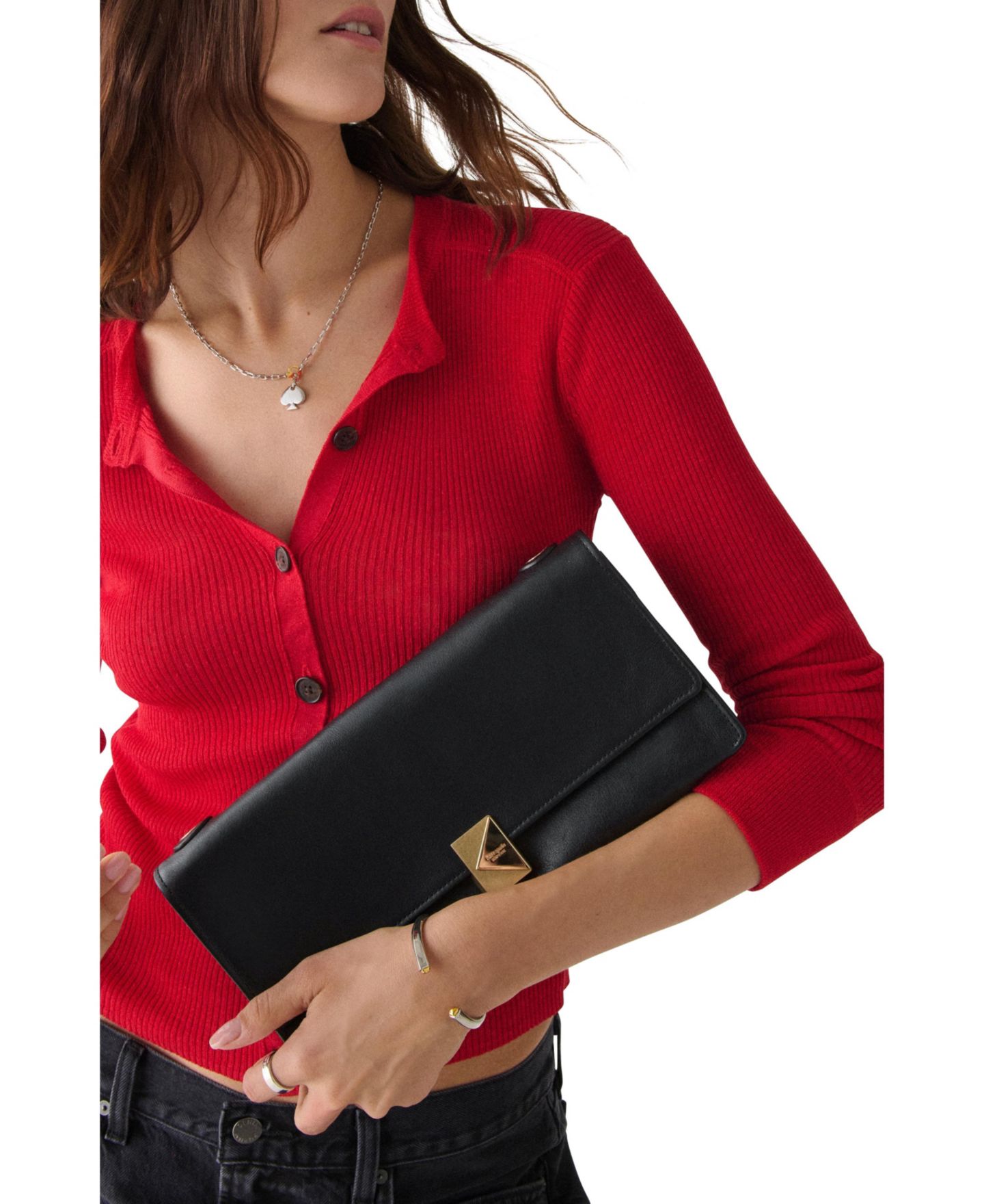 Женская сумка kate spade new york Deco Medium Soft Leather Shoulder, цвет: Чёрный — фото 5