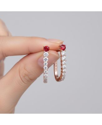 Sterling Silver Cubic Zirconia U-Shaped Huggie Hoop Earrings