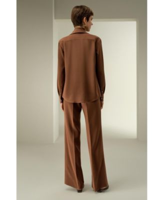 Women's Basic Silk Spread Collar Shirt