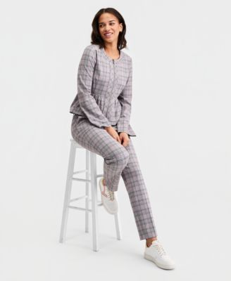 Los Angeles Women's Glen Plaid Peplum Jacket & Kelsey Glen Plaid Straight-Leg Pants