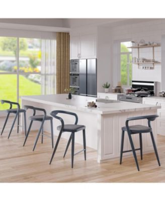 2-Piece Counter Height Bar Stools with Back and Footrest for Indoor and Outdoor Use