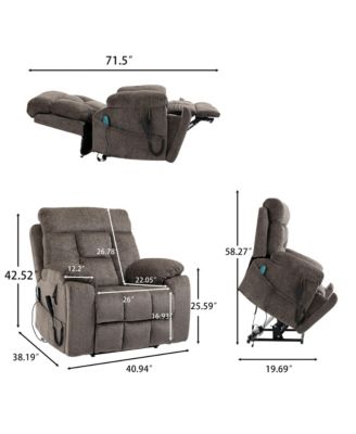 Electric Lift Recliner Chair with Heating and Massage, Power Lift Sofa Chair with 2 Cup Holders, Storage Pocket, 2 remote controls