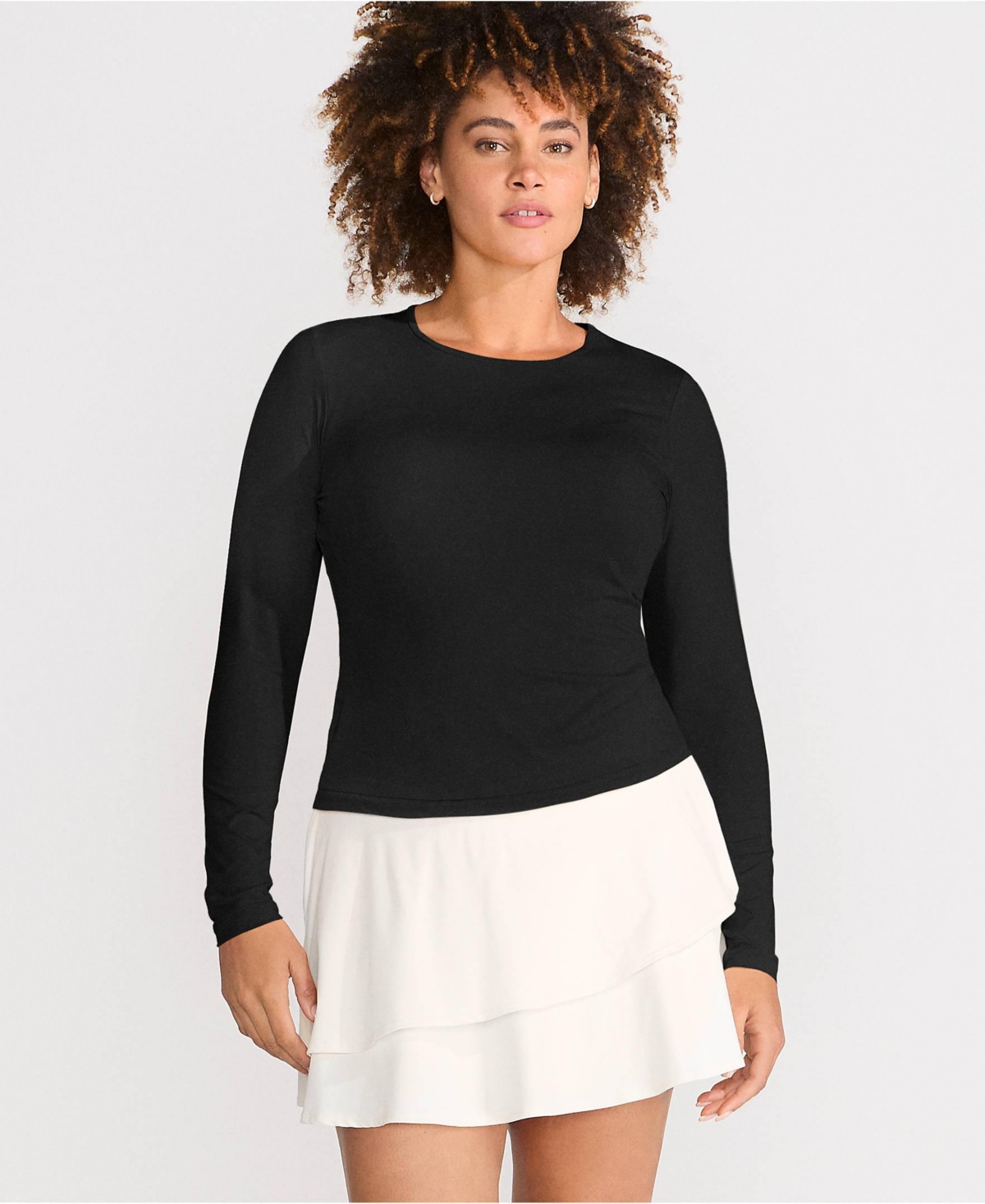 Lands' End Women's Long Torso SunShade Upf 50 Sleeve Relaxed Rash Guard