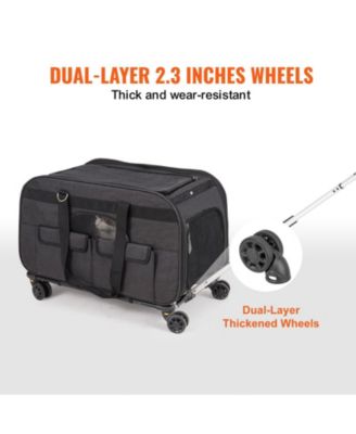 Rolling Pet Carrier with Telescopic Handle, Holds up to 35 lbs., Black