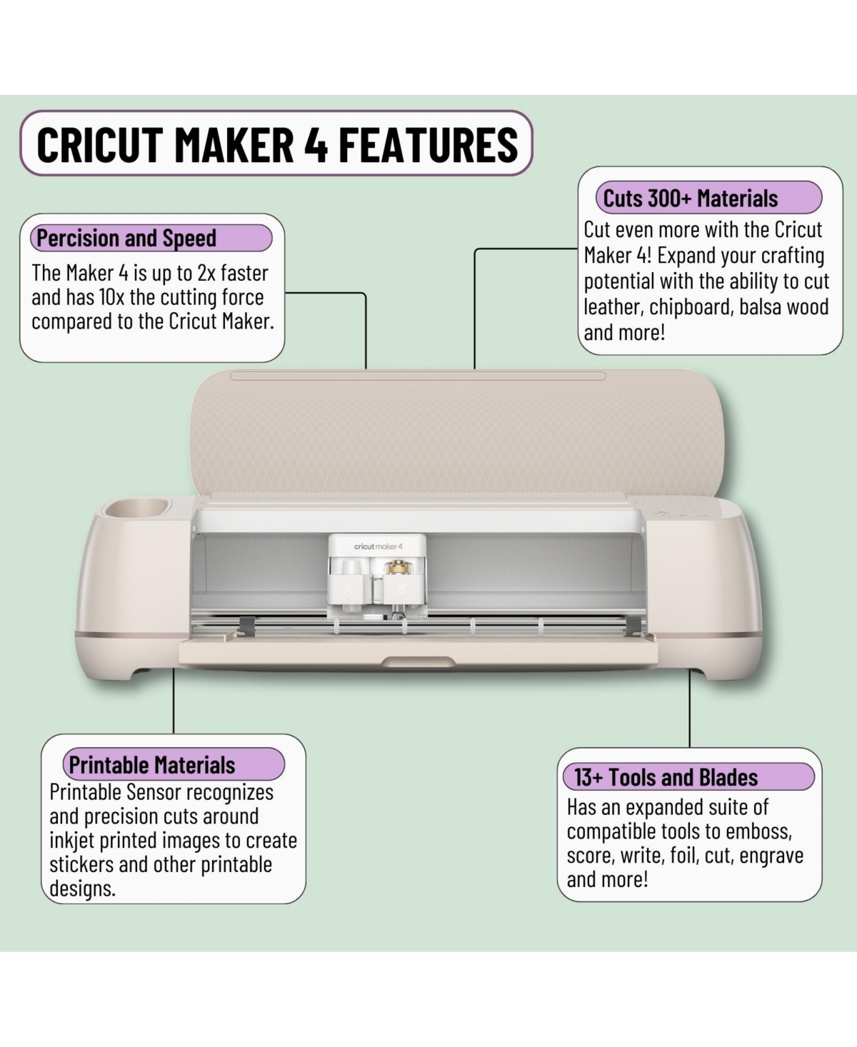 Cricut Maker 4 Cutting Machine with Vinyl and Iron-On Sheets Bundle