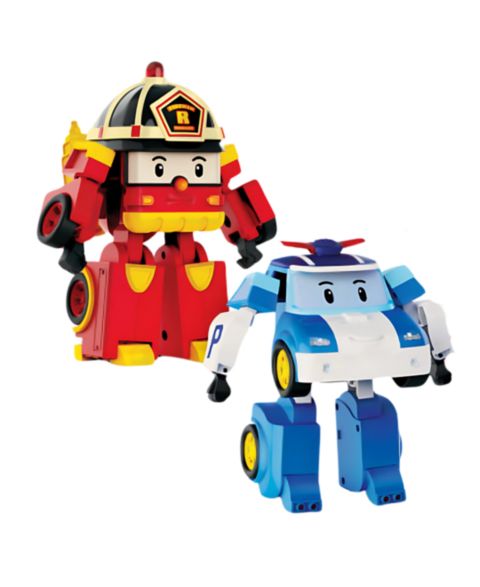 Детские фигурки Robocar Poli 2PCS 4" Transforming Robots (POLI & ROY) - Emergency Rescue Vehicle Action Figures Kids Educational Pretend Play Toy