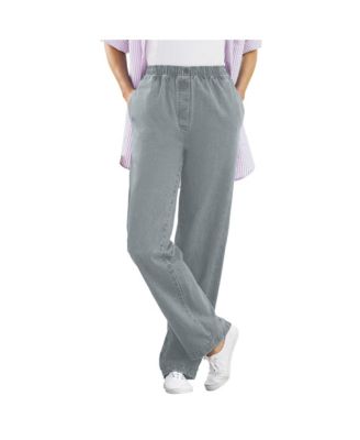 Women's Within Straight-Leg All-Cotton Denim Pull-On 7-Day Elastic-Waist Jeans