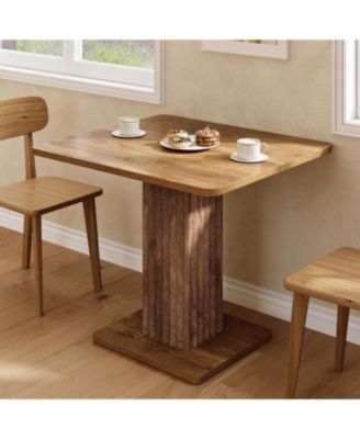 Small Dining Table for 2-4, 35.4" x 31.5" Kitchen Table with Fluted Base, Modern Farmhouse Dinner Table