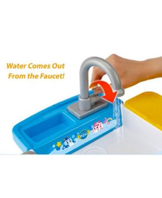 Edu Sink - Play Sink Set with Running Water, 10 Color-Changing Foods, Pretend Kitchen Accessories, Automatic Circulation Toy