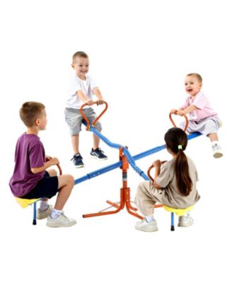 4-Seat Sit and Spin Teeter Totter Kids Seesaw with 110 lb Capacity per Seat