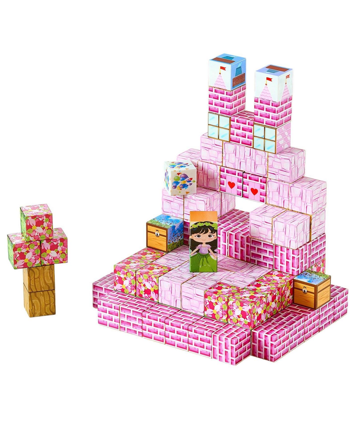 Детский конструктор Mecale Princess Castle 100-Piece Magnetic Building Set, Ages 3+, цвет: Розовый — фото 11