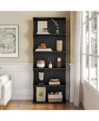 5-Tier Bookcase, 70.8" Tall Open Shelf with Curved-Edge Design, Modern Display & Storage Shelf