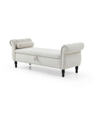 63" Velvet Multi-Use Tufted Sofa Stool