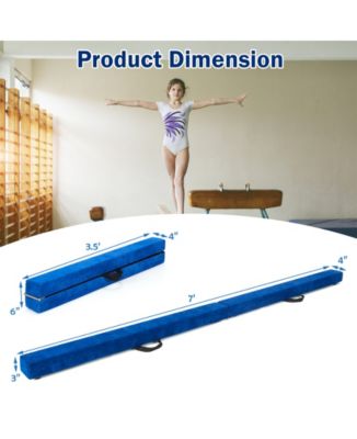7 Feet Folding Portable Floor Balance Beam with Handles for Gymnasts-Blue