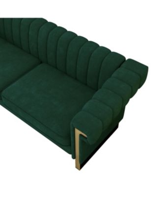 Modern Plush Sofa with Gold Accents Soft, Comfortable, and Stylish