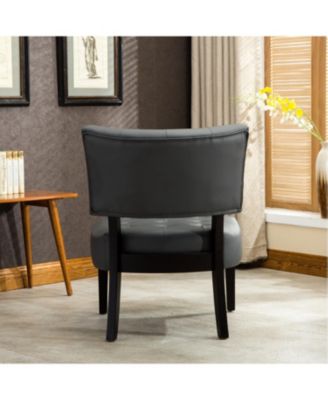 Blended Leather Tufted Accent Chair with Oversized Seating