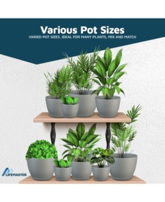 Planter Pots with Drainage Holes, Lightweight, Durable & Space-Saving Indoor & Outdoor Plastic Planters, Modern Design