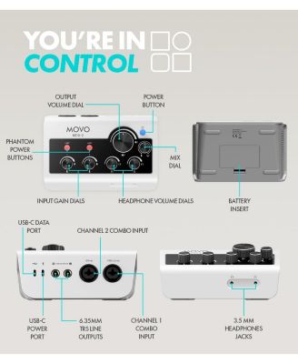 Podcast Equipment Bundle for iPhone & Android with Audio Interface, 2 Dynamic Mics, 2 Headphones, and Table Stands