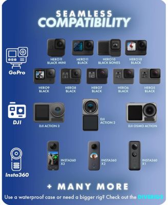 DiveRig4 Diving Rig Bundle with Waterproof LED Light - Compatible with GoPro HERO Series and DJI Osmo Action Cam