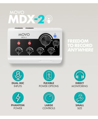 MDX-2 2 Channel XLR Portable Audio Interface Compatible with PC, Mac, iPhone, iPad, and Android