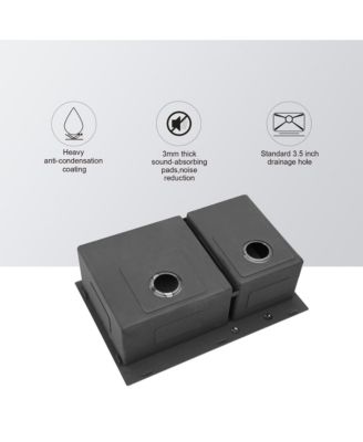 33x22x10inch Gunmetal Black Double Bowl Kitchen Sink Drop In Stainless Steel 16 Gauge 60 and 40