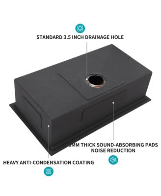 30x18x10 Inch Gunmetal Black Workstation Undermount Kitchen Sink 16 Gauge T304 Stainless Steel