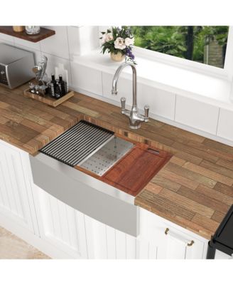 30x21x9inch Farmhouse Kitchen Sink Workstation Stainless Steel 16 Gauge Apron Front