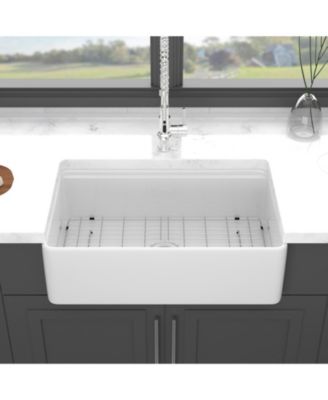 33x20x10inch White Farmhouse Sink Porcelain Ceramic Single Bowl Workstation Kitchen Sink