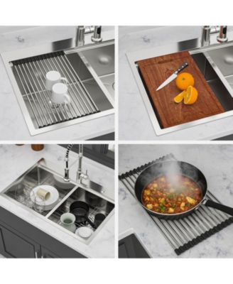 36x22x10inch Topmount Double Bowl Kitchen Sink 16 Gauge Stainless Steel 50 and 50 Split Brushed Nickel