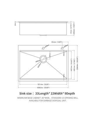 33x22x9inch 16 Gauge T304 Stainless Steel Drop In Topmount Single Bowl Ledge Workstation Kitchen Sink with Full Accessories