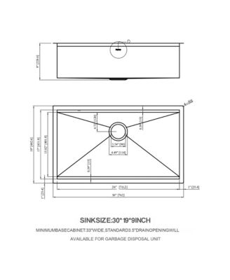 30x19x9inch 16 Gauge 304 Stainless Steel Undermount Single Bowl Ledge Workstation Kitchen Sink with Full Accessories