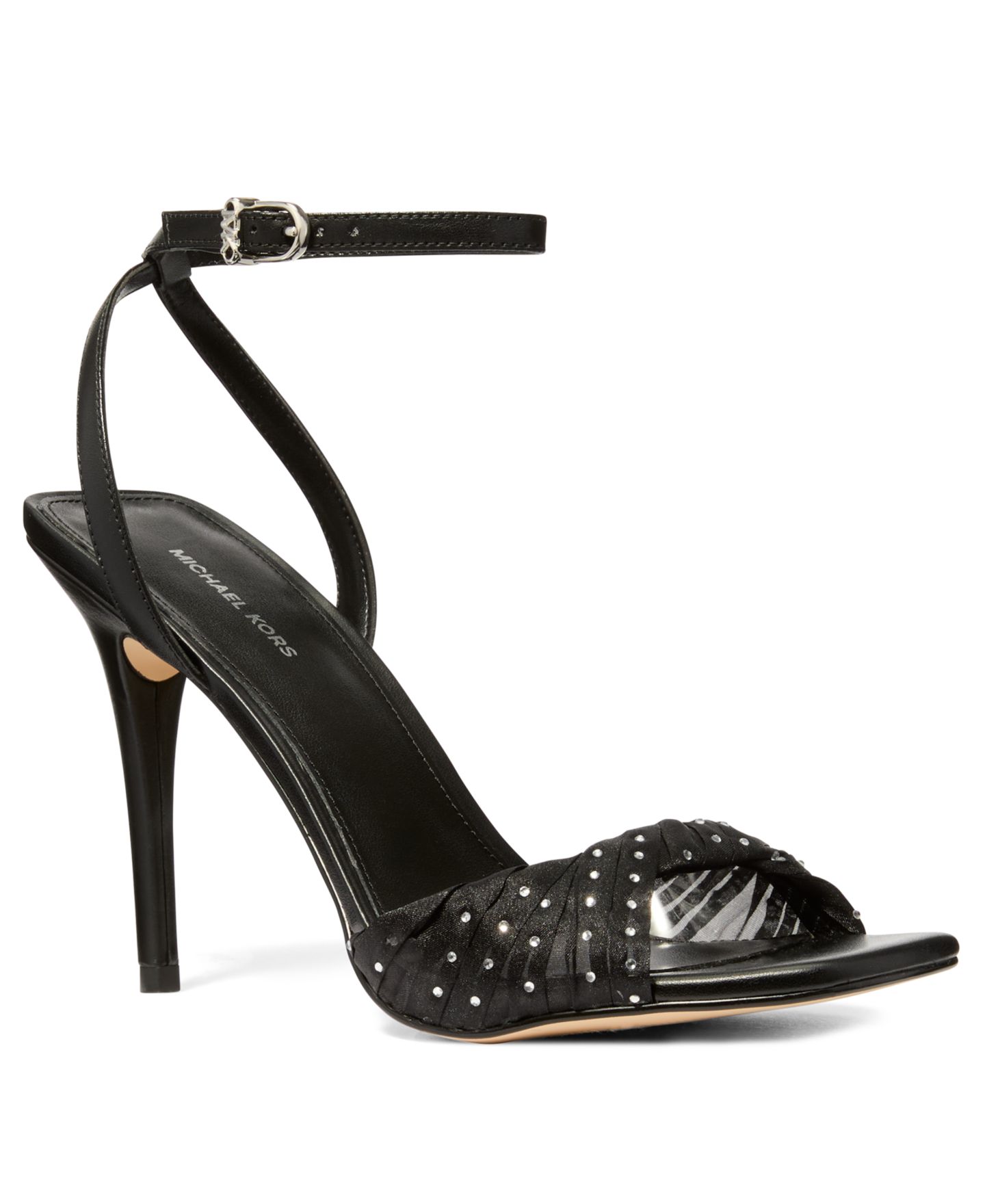 Женские сандалии Michael Kors Kiana Ankle Strap Dress Sandals, цвет: Чёрный / Прозрачный — фото 1