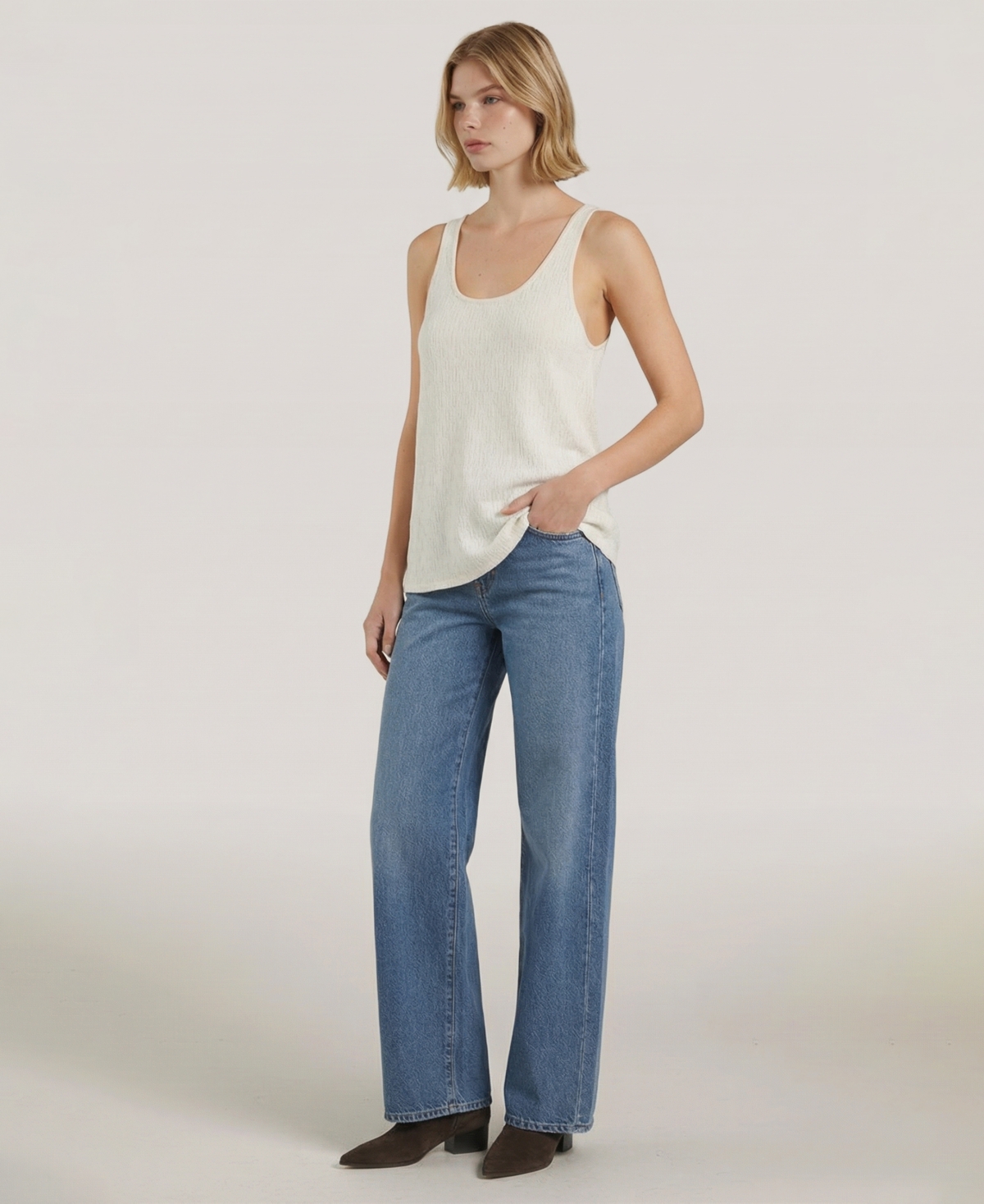 Naadam Women's Sleeveless Pointelle Scoop Neck Sweater Tank Top